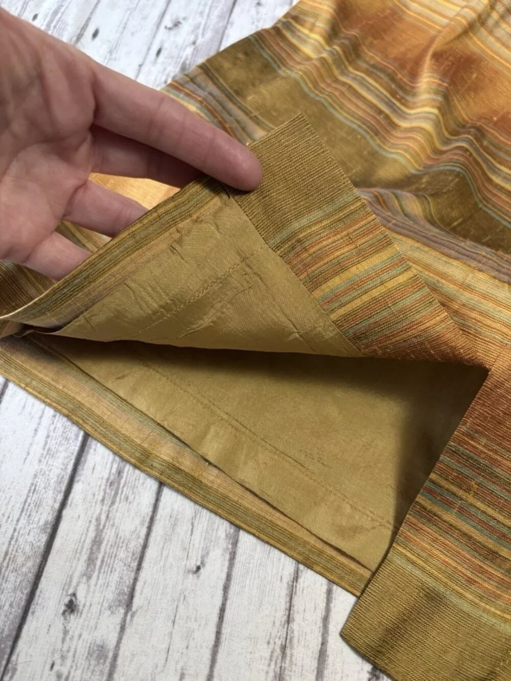 Vintage 100% Silk Green Orange Tan Overall Sheath Dress 4 Grunge Fairy - Picture 14 of 14